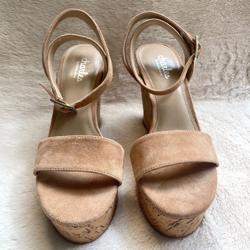 Charles by Charles David Suede Nude Wedges
